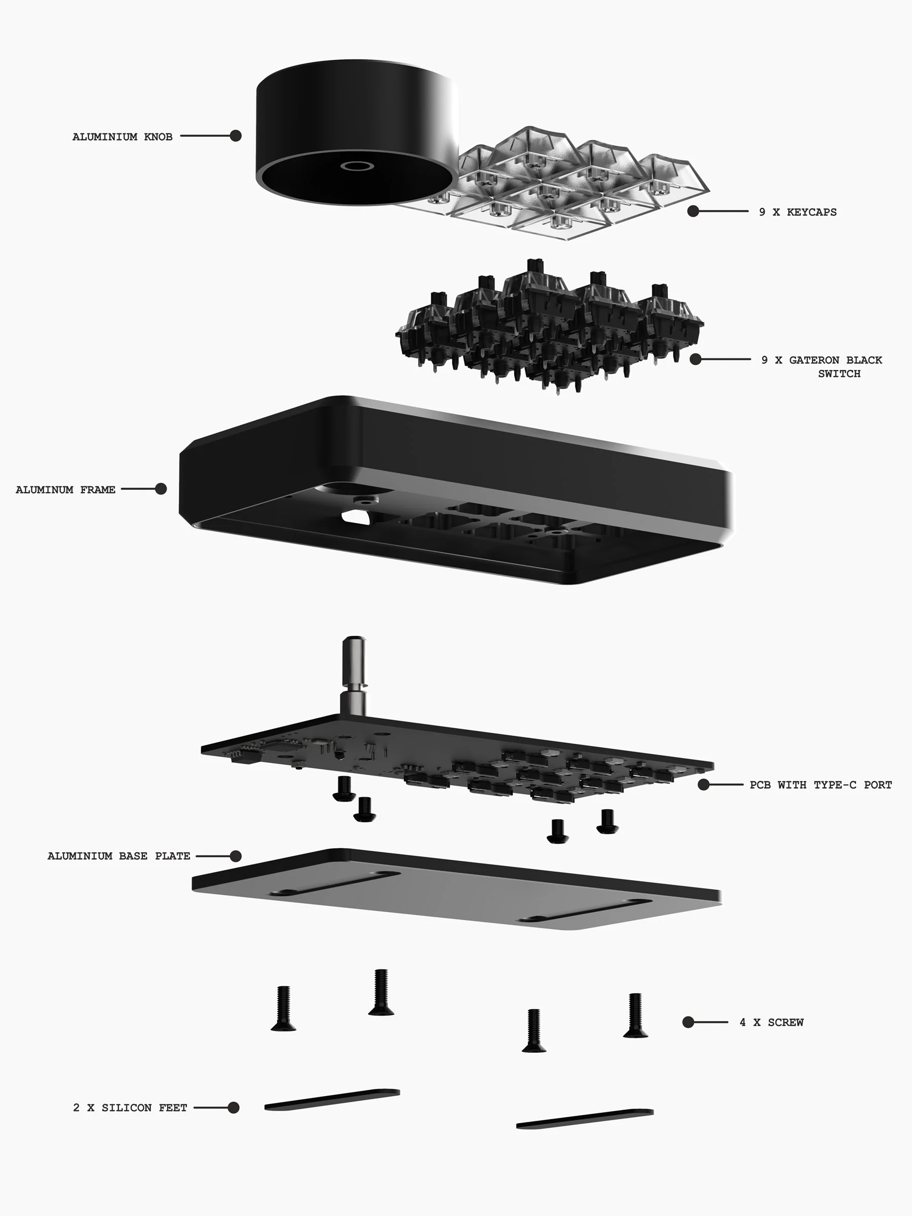 Binepad BNK9 Aluminum Hotswap Macropad - Image 3