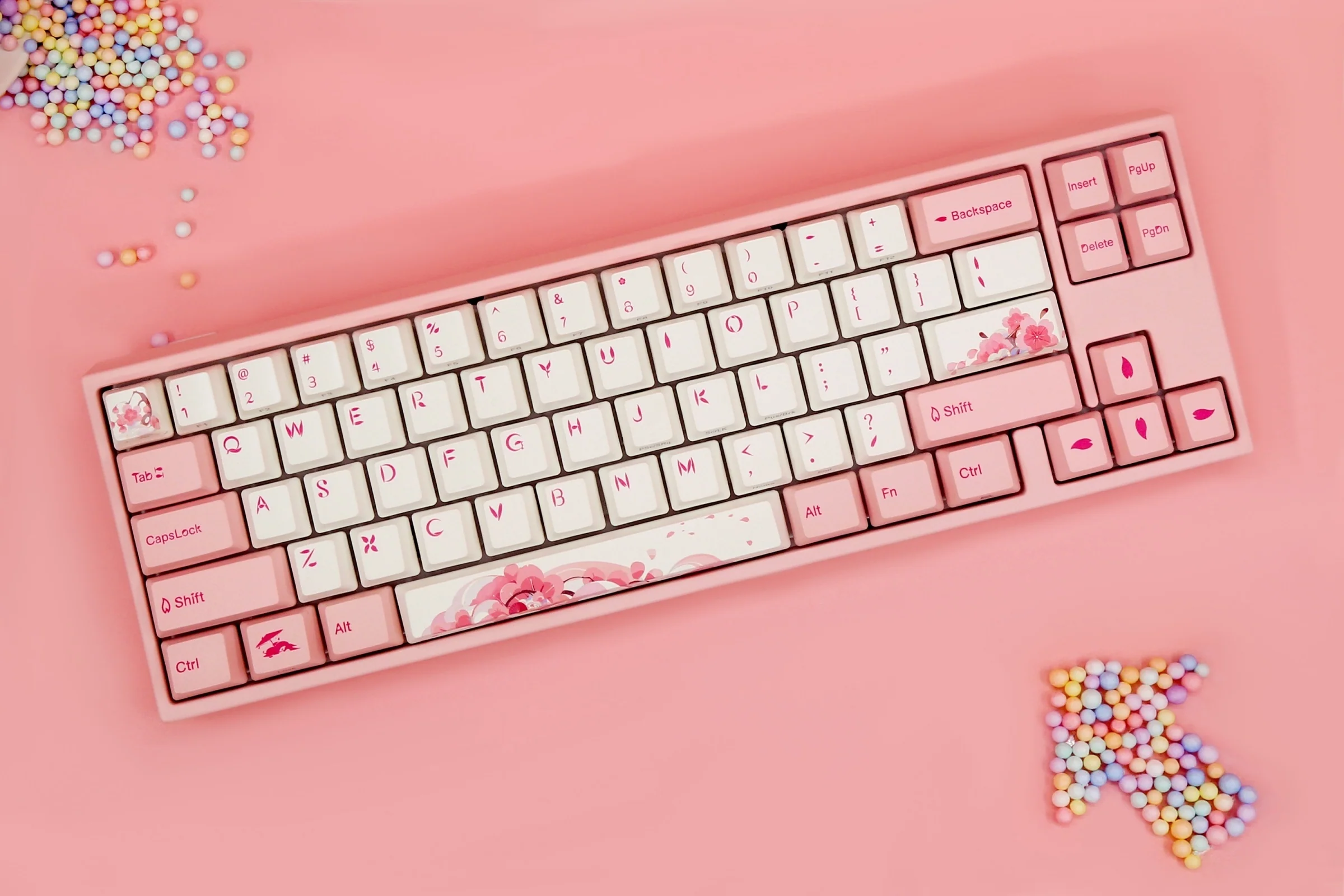 Ducky x Varmilo Miya Mac Pro Sakura Round 2 White LED 65% Double Shot PBT Mechanical Keyboard