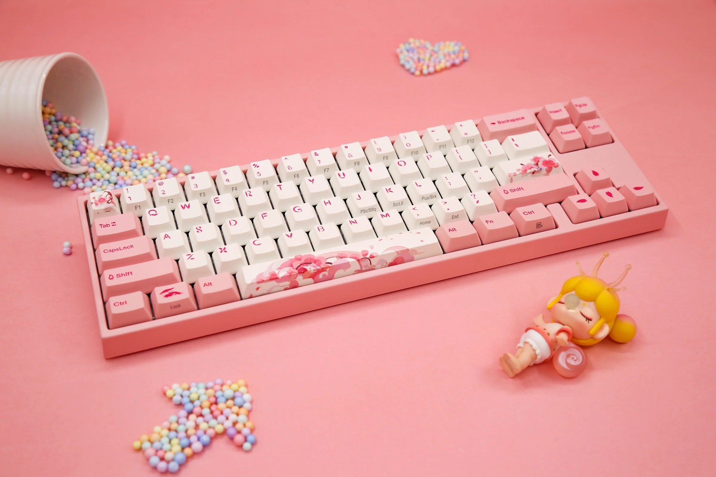 Ducky x Varmilo Miya Mac Pro Sakura Round 2 White LED 65% Double Shot PBT Mechanical Keyboard - Image 4