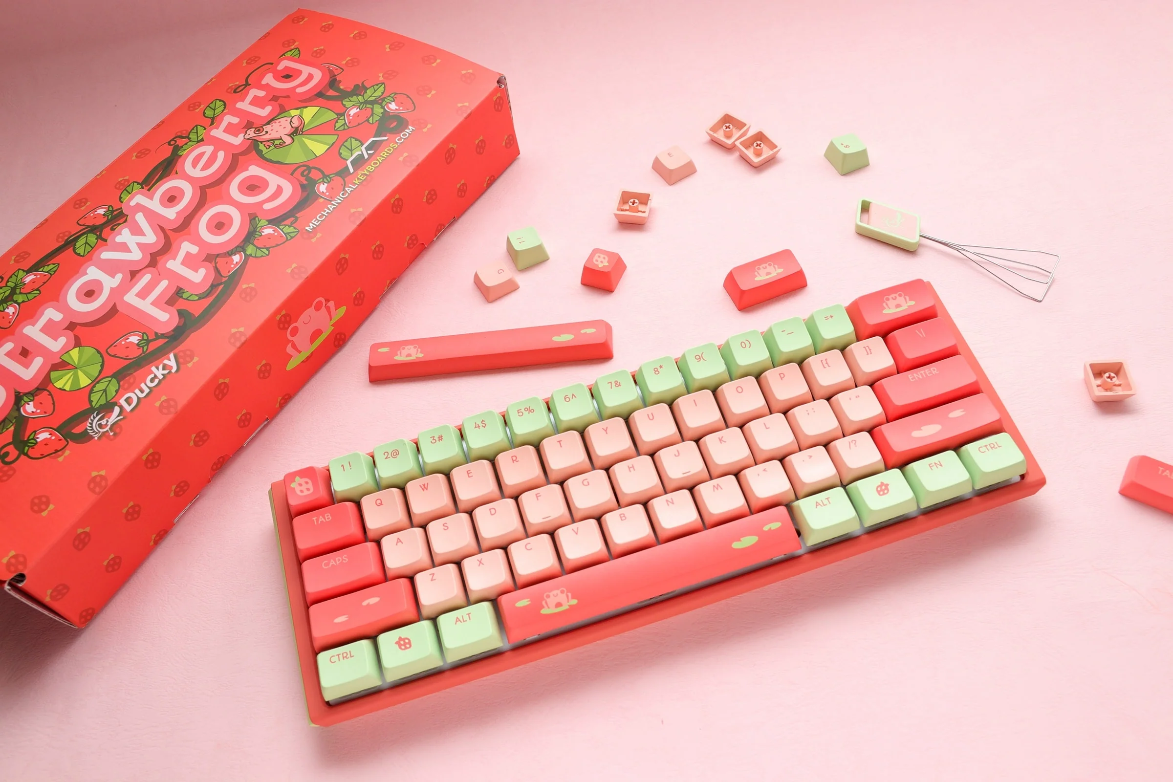 Ducky x MK Strawberry Frog One 3 Mini Hotswap 60% RGB Keyboard w/ Quack Mechanics - Image 2