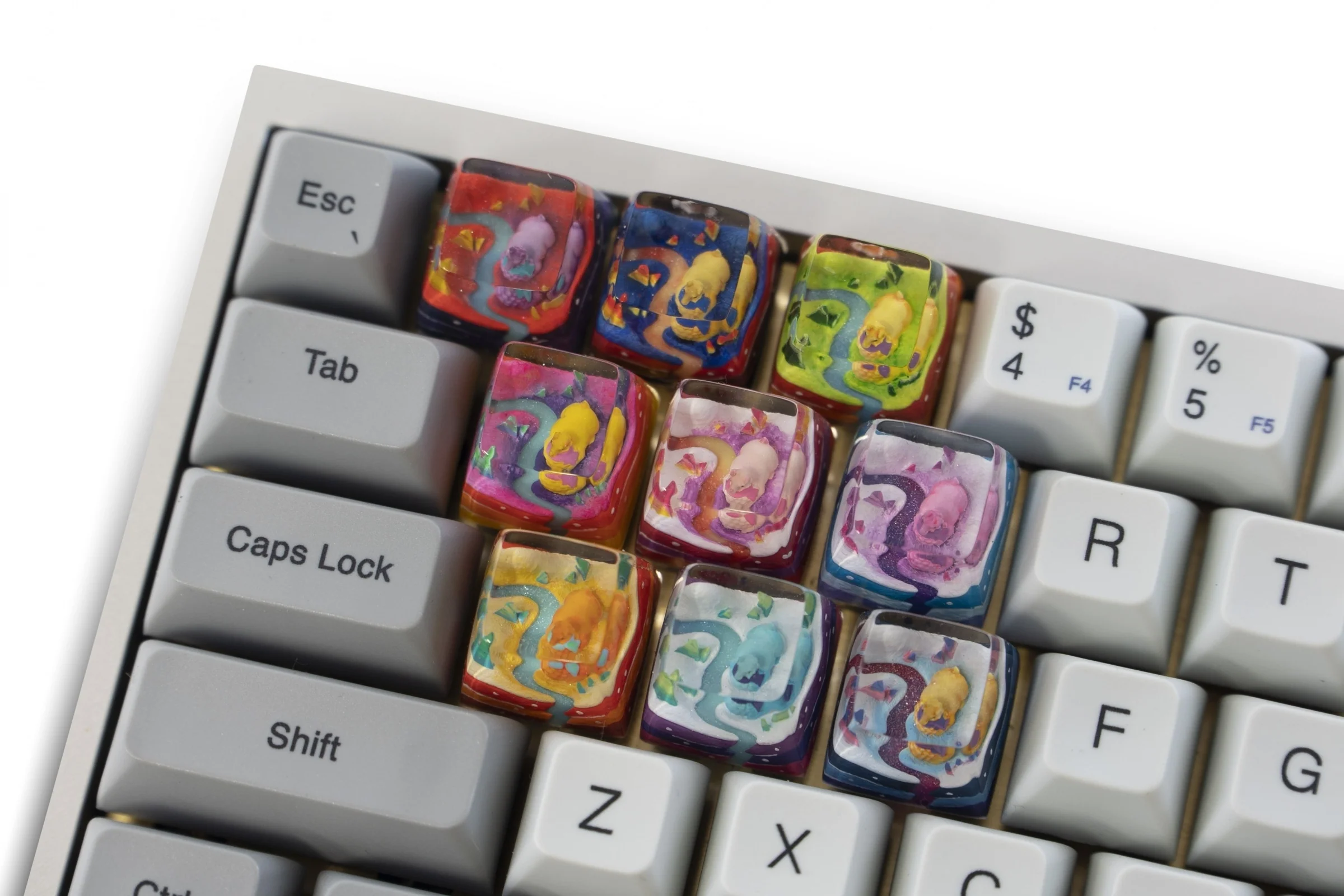 Dwarf Factory x MK Rainbow Llama Artisan Keycap SA Profile Resin Artisan Keycap - Image 3
