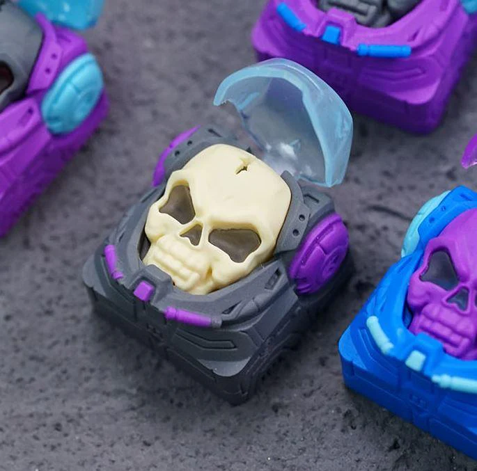 Hot Keys Project HKP Astronskull Grey / White / Blue Artisan Keycap - Image 2