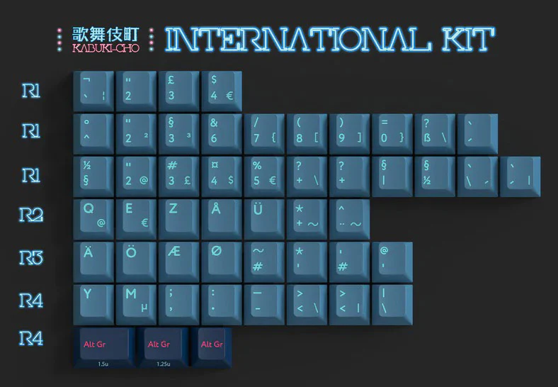 KBDFans PBTfans Kabuki-Cho International Kit 51 Key Cherry Profile Double Shot PBT Add-on Keycap Set