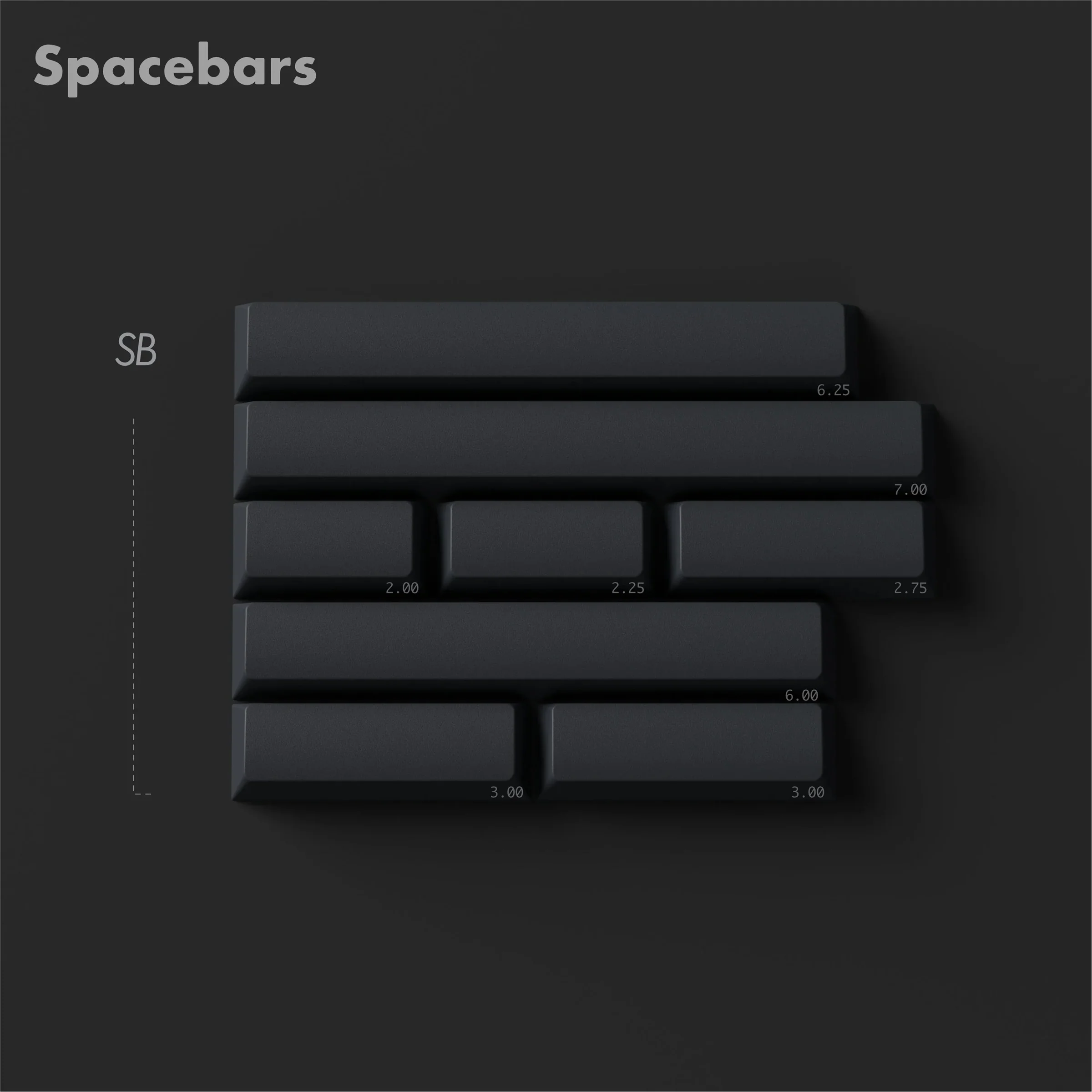 KBDFans PBTFans Retro Dark Lights Spacebar Kit 8 Key Cherry Profile Double Shot PBT Add-on Keycap Set
