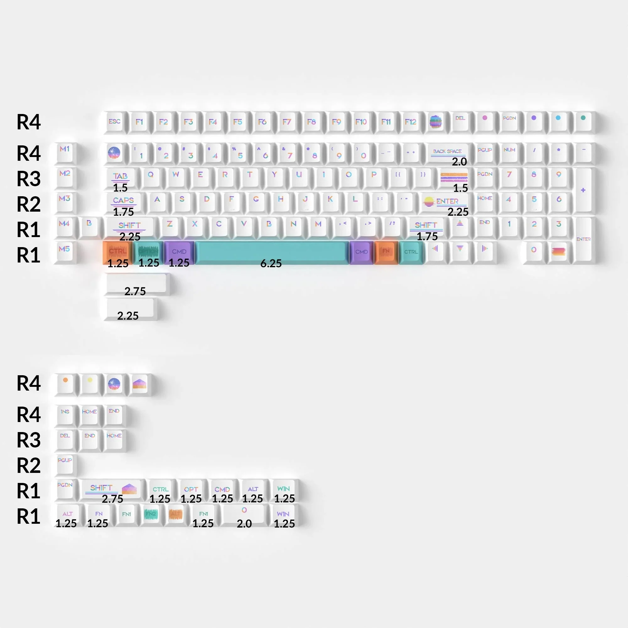 Keychron Pixel Sunset 139 Key Cherry Profile Dye Sub PBT Keycap Set