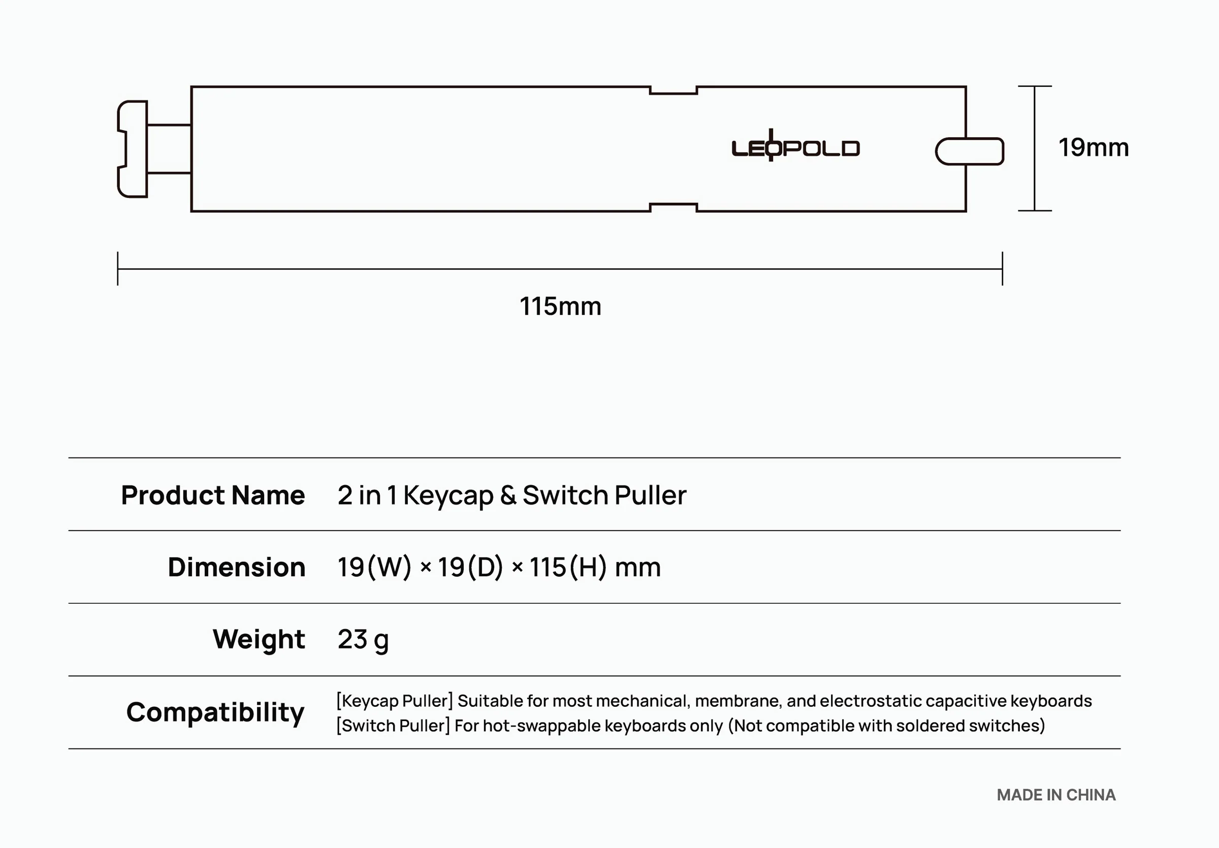 Leopold 2 in 1 Keycap and Switch Puller - Image 3