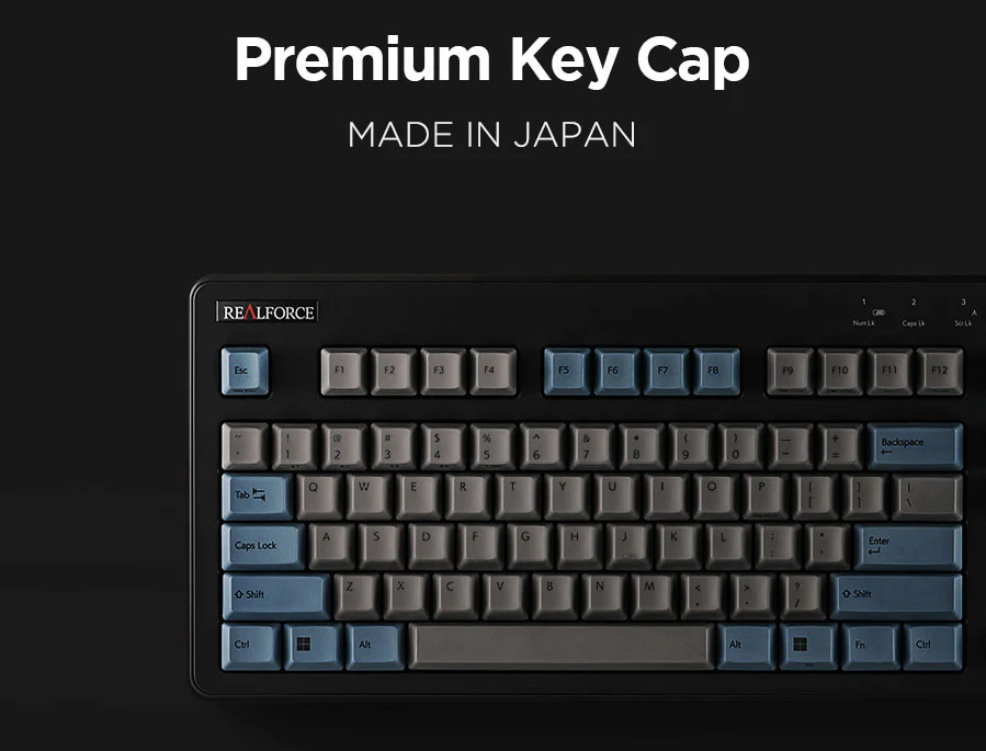 Realforce R3 Grey / Blue TKL Wireless Dye Sub PBT Keyboard - Image 6