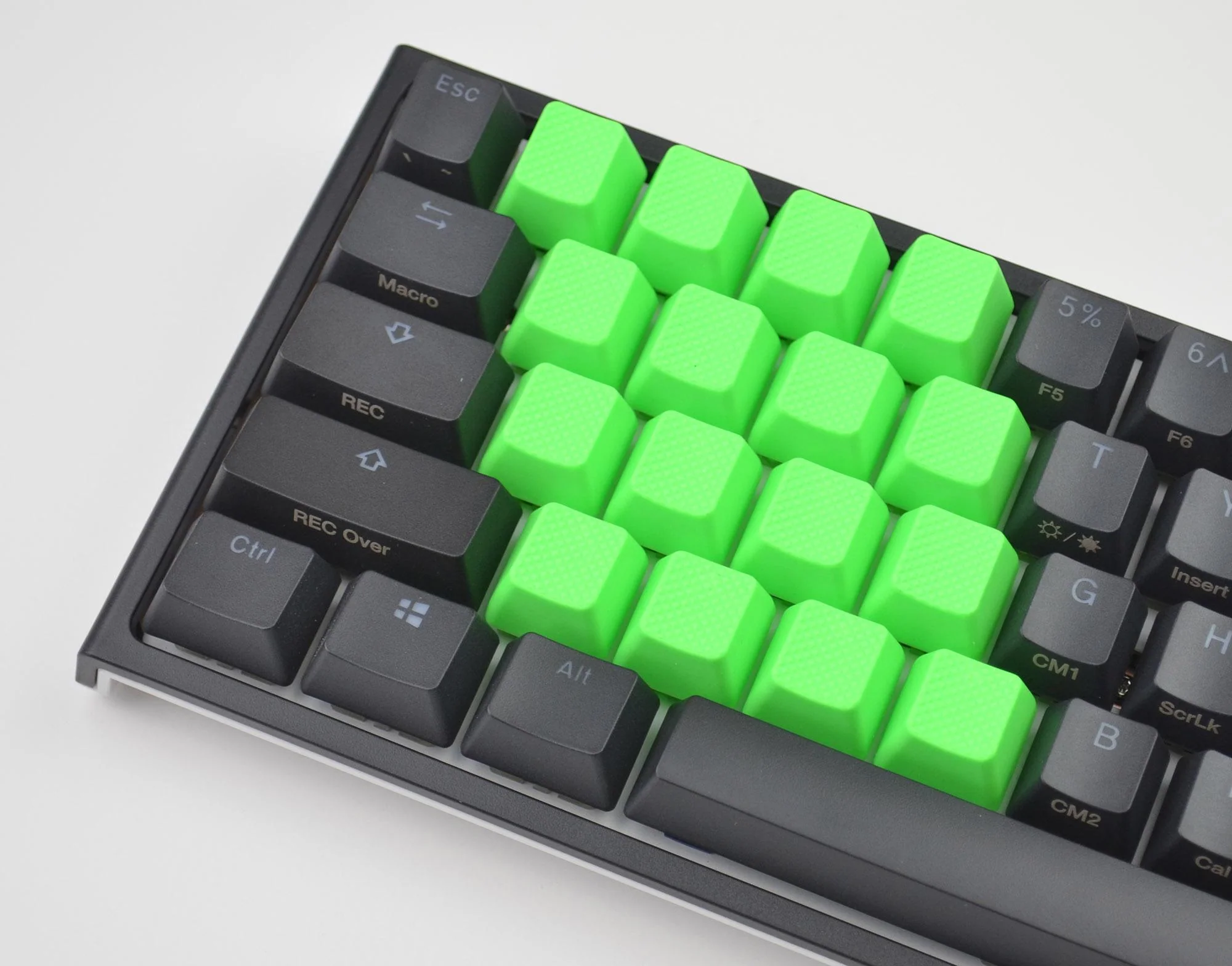 Tai-Hao Neon Green Row 3 Blank 4 Key OEM Profile TPR Rubber Keycap Set - Image 5