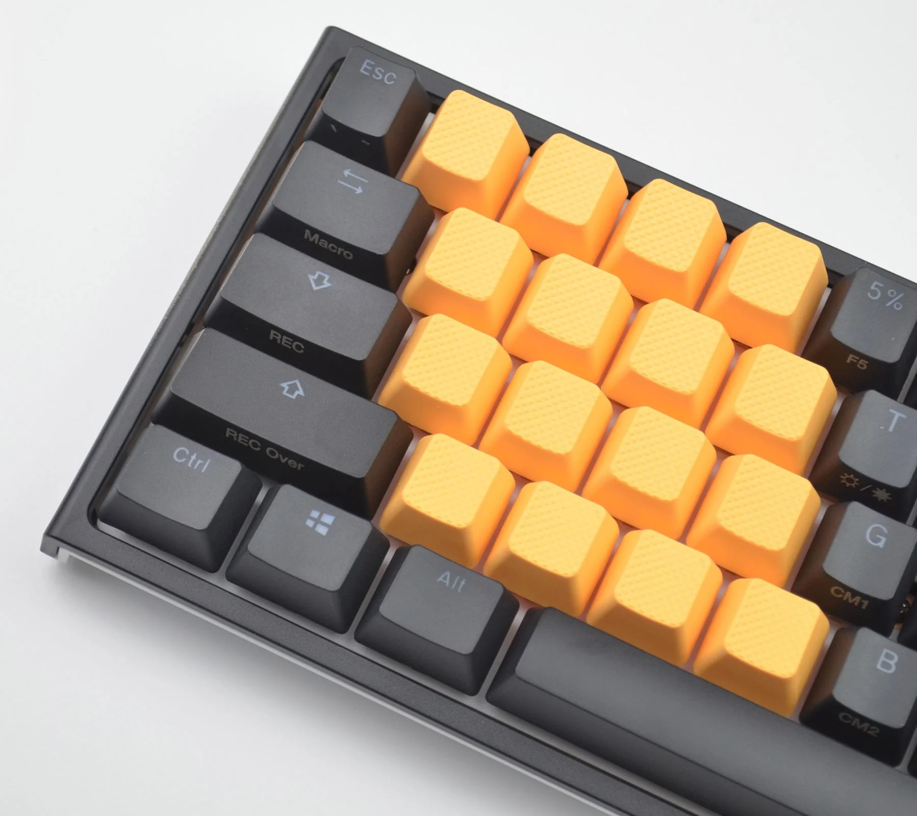Tai-Hao Neon Orange Row 1 Blank 4 Key OEM Profile TPR Rubber Keycap Set - Image 5