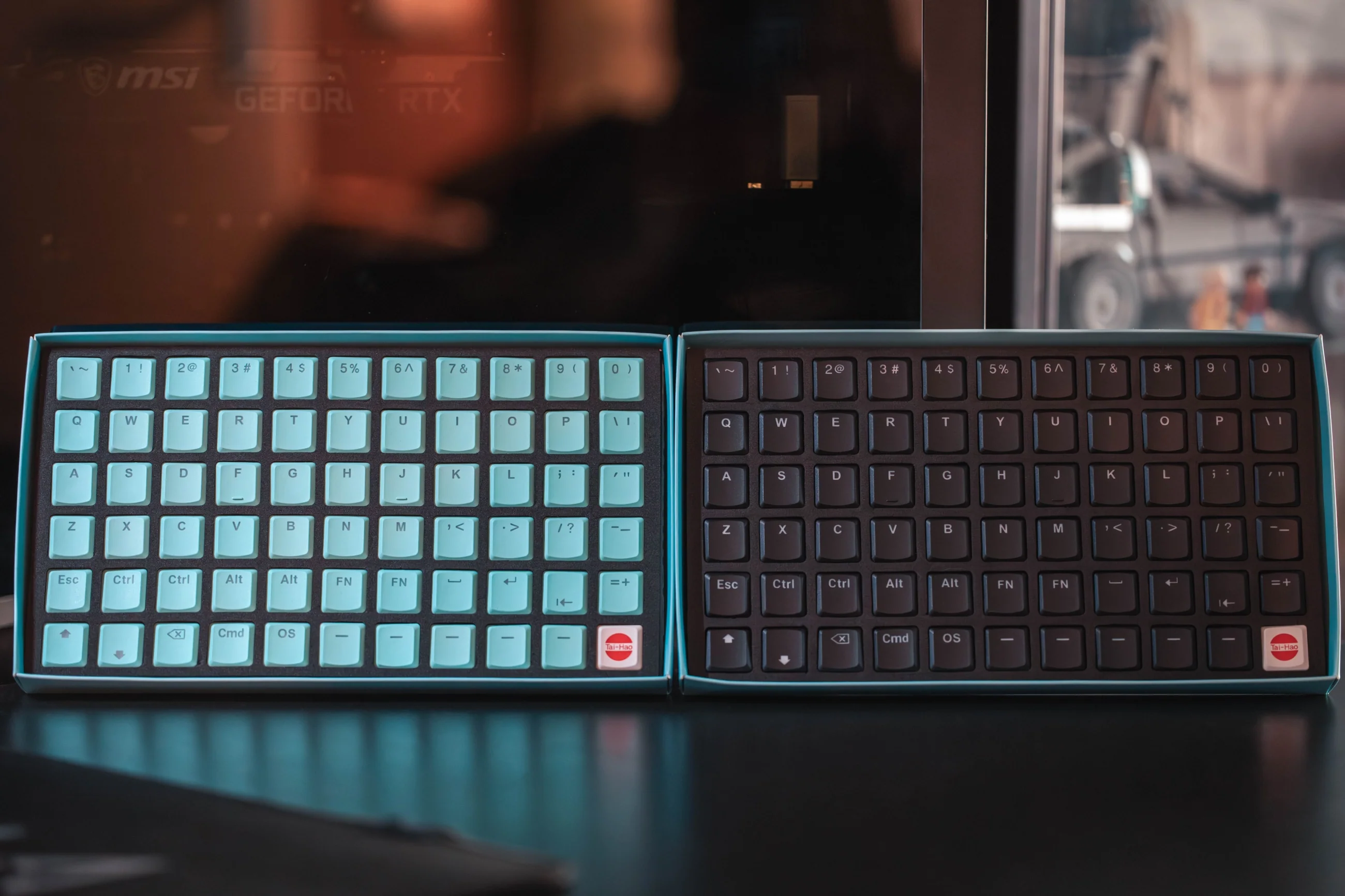 Tai-Hao Mint Blue THT Backlit 65 Key Double Shot PBT Low Profile Keycap Set - Image 2
