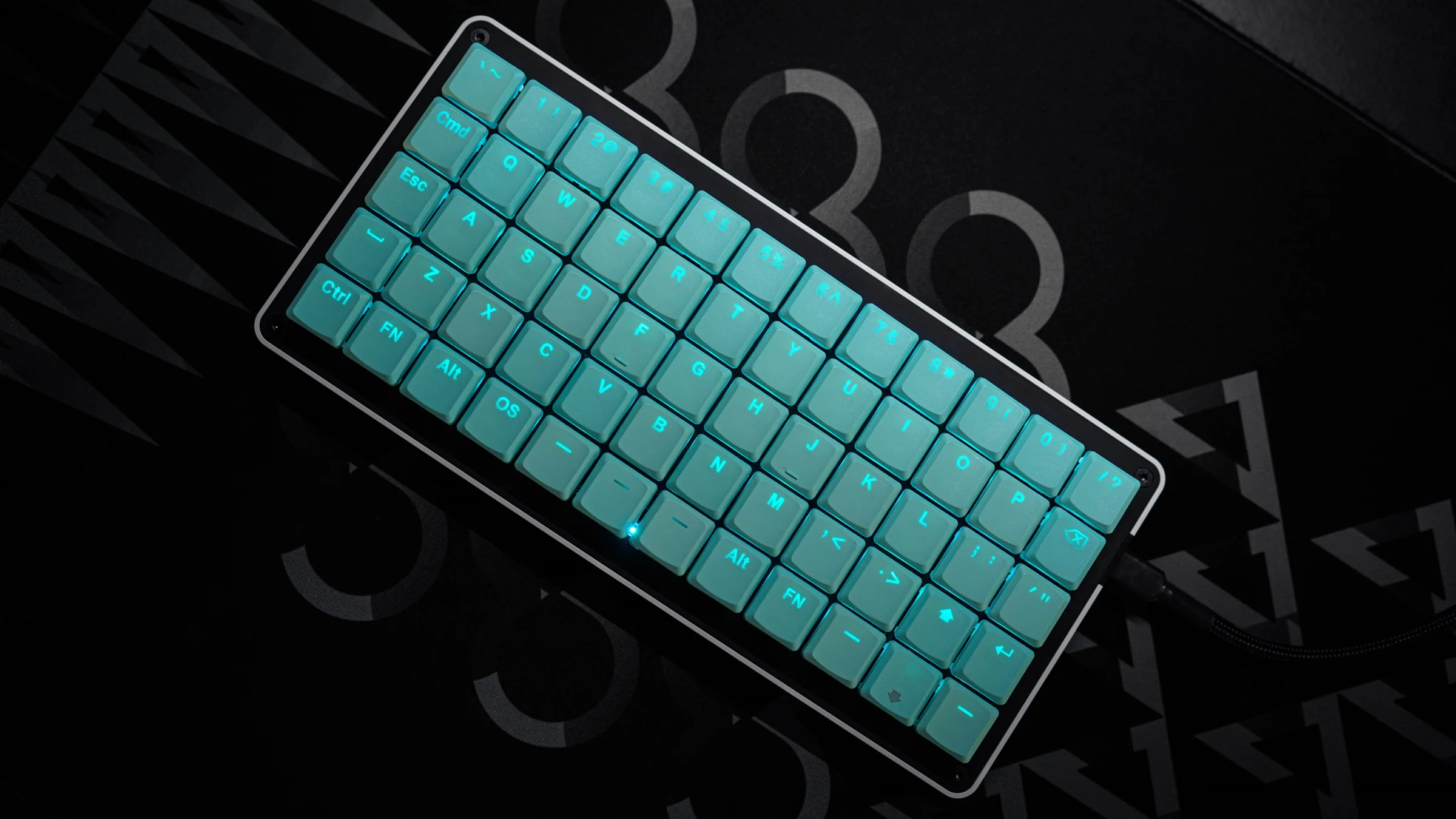 Tai-Hao Mint Blue THT Backlit 65 Key Double Shot PBT Low Profile Keycap Set - Image 6