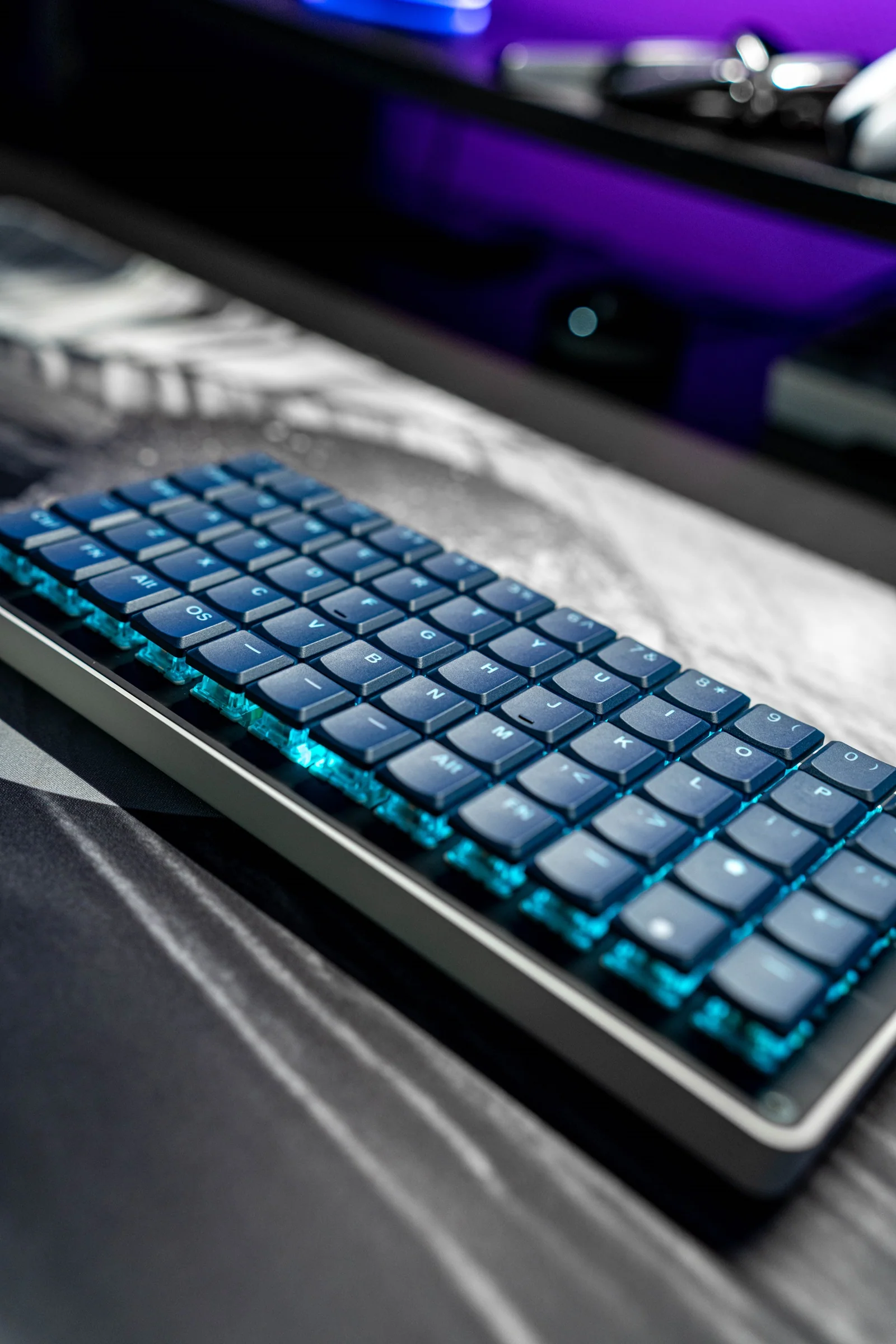 Tai-Hao Navy Blue THT Backlit 65 Key Double Shot PBT Low Profile Keycap Set - Image 5