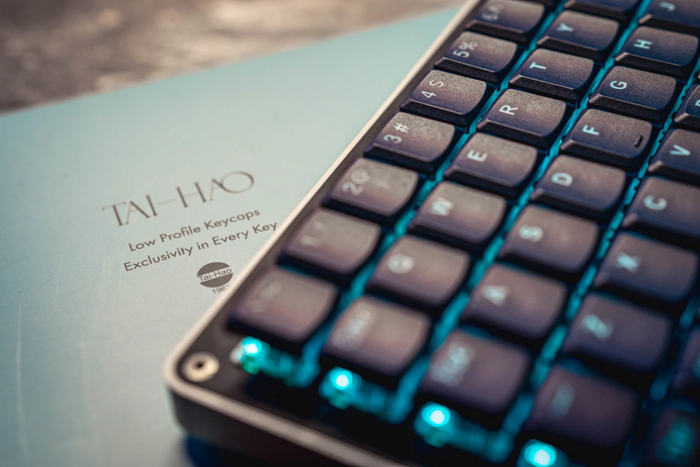 Tai-Hao Navy Blue THT Backlit 65 Key Double Shot PBT Low Profile Keycap Set - Image 6