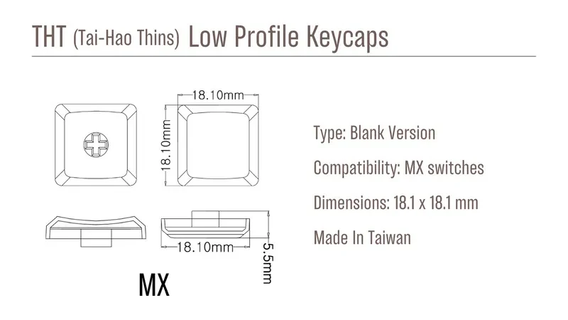 Tai-Hao Navy Blue THT Backlit 65 Key Double Shot PBT Low Profile Keycap Set - Image 8