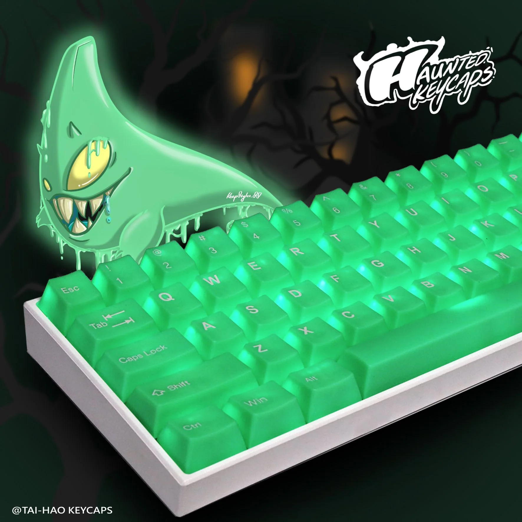 Tai-Hao Slime Sprout Haunted Translucent 152 Key Cubic Profile Double Shot ABS Keycap Set - Image 2