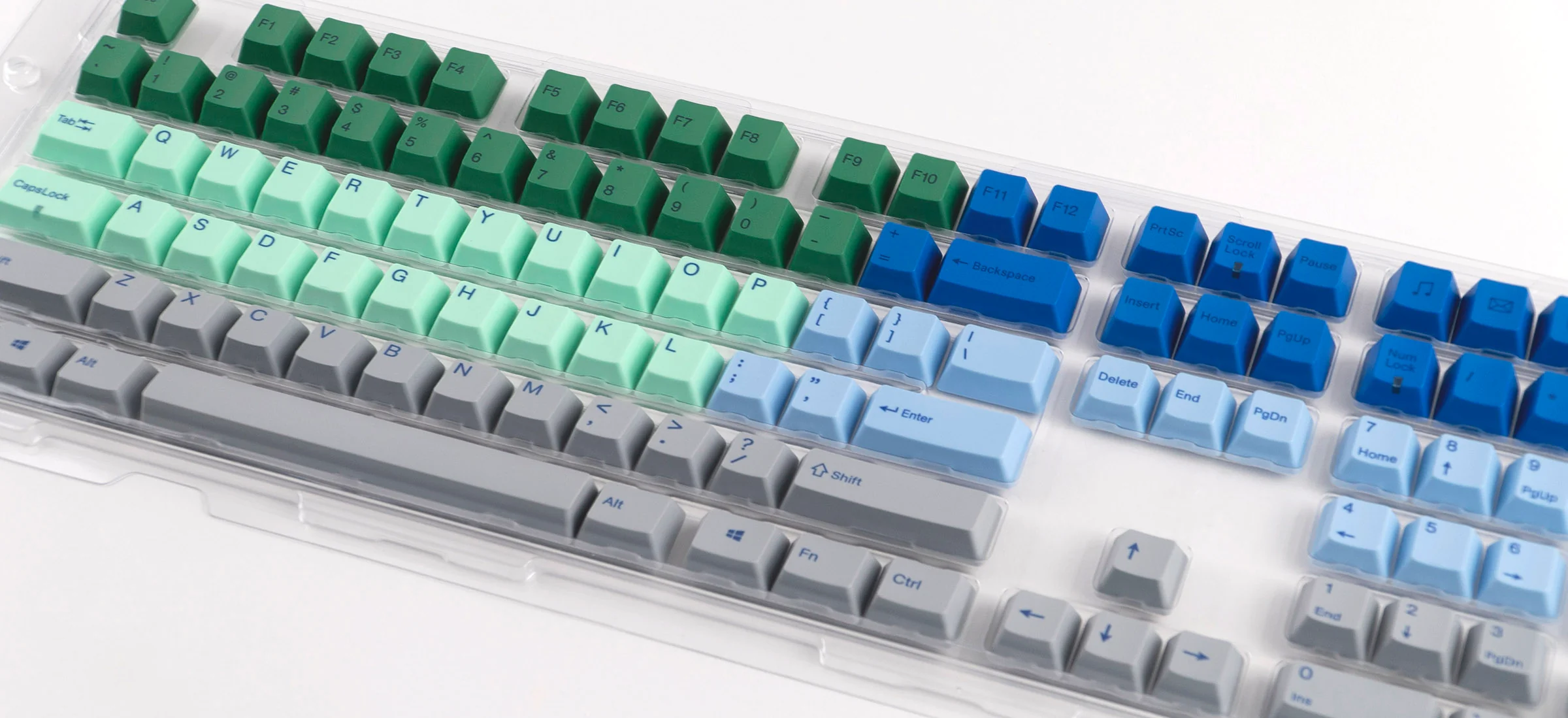 Varmilo Blue / Green / Grey Rivulet 108 Key Varmilo Profile Dye Sub PBT Keycap Set - Image 2